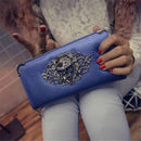 2016 Hot Fashion Metal Skull Pattern PU Leather Long Wallets Women Wallets Portable Casual Lady Cash Purse Card Holder Gift-Blue Skull-JadeMoghul Inc.