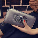 2016 Hot Fashion Metal Skull Pattern PU Leather Long Wallets Women Wallets Portable Casual Lady Cash Purse Card Holder Gift-Champange Skull-JadeMoghul Inc.