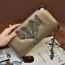 2016 Hot Fashion Metal Skull Pattern PU Leather Long Wallets Women Wallets Portable Casual Lady Cash Purse Card Holder Gift-Gold Deer Head-JadeMoghul Inc.