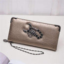 2016 Hot Fashion Metal Skull Pattern PU Leather Long Wallets Women Wallets Portable Casual Lady Cash Purse Card Holder Gift-Gold Scorpion-JadeMoghul Inc.