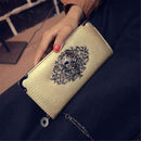 2016 Hot Fashion Metal Skull Pattern PU Leather Long Wallets Women Wallets Portable Casual Lady Cash Purse Card Holder Gift-Gold Skull-JadeMoghul Inc.