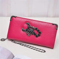 2016 Hot Fashion Metal Skull Pattern PU Leather Long Wallets Women Wallets Portable Casual Lady Cash Purse Card Holder Gift-Rose Red Scorpion-JadeMoghul Inc.