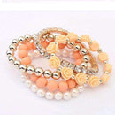 2016 hot sale European bracelet fashion mix beads bracelet stretch bracelet flower temperament bracelet Women Fashion Jewelry-Orange-JadeMoghul Inc.