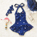 2016 Lovely baby girls princess wave points of bikini bathing suit hair band baby swimwear swimsuit 12 -24 m girls clothing-Blue-10-12 months-JadeMoghul Inc.
