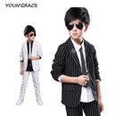 2016 New Arrival Big Boys Formal Striped Tuxedo Brand Wedding Boys Cheap Formal Blazer Suits Kids Formal Costumes for Boys, C193-black-11T-JadeMoghul Inc.