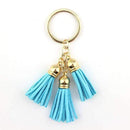 2016 New Fashion Women Casual Triple Leather Tassels Women Keychain Bag Pendant Alloy Car Key Chain Ring Holder Trendy Jewelry-Gold Aqua-JadeMoghul Inc.