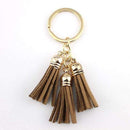 2016 New Fashion Women Casual Triple Leather Tassels Women Keychain Bag Pendant Alloy Car Key Chain Ring Holder Trendy Jewelry-Gold Coffee-JadeMoghul Inc.