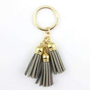 2016 New Fashion Women Casual Triple Leather Tassels Women Keychain Bag Pendant Alloy Car Key Chain Ring Holder Trendy Jewelry-Gold Gray-JadeMoghul Inc.