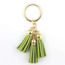 2016 New Fashion Women Casual Triple Leather Tassels Women Keychain Bag Pendant Alloy Car Key Chain Ring Holder Trendy Jewelry-Gold Olive-JadeMoghul Inc.