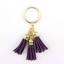 2016 New Fashion Women Casual Triple Leather Tassels Women Keychain Bag Pendant Alloy Car Key Chain Ring Holder Trendy Jewelry-Gold Purple-JadeMoghul Inc.