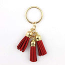 2016 New Fashion Women Casual Triple Leather Tassels Women Keychain Bag Pendant Alloy Car Key Chain Ring Holder Trendy Jewelry-Gold Red-JadeMoghul Inc.