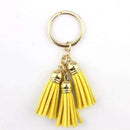 2016 New Fashion Women Casual Triple Leather Tassels Women Keychain Bag Pendant Alloy Car Key Chain Ring Holder Trendy Jewelry-Gold Yellow-JadeMoghul Inc.