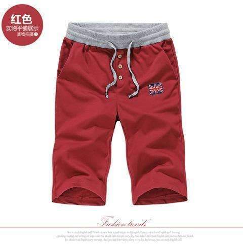 2016 New Summer Mens Moletom Masculino Shorts 5XL Pocket Men's Shorts Elastic Waist Letter Emboridary Men Jogger Beach Shorts-K09 red-M-JadeMoghul Inc.