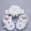 2016 Newborn Baby Girl Shoes Brand,white baptism,Toddler Infant Fabric Baby Booties Headband Set, Baby Walker First Walkers Shoe-2K2002-1-JadeMoghul Inc.
