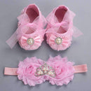 2016 Newborn Baby Girl Shoes Brand,white baptism,Toddler Infant Fabric Baby Booties Headband Set, Baby Walker First Walkers Shoe-2N2002-1-JadeMoghul Inc.