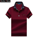2017 New Men's POLO Shirt Fashion Hit Color Lattice Collar Casual Pure Color Paul Shirt Brand Polo Shirt Men's Clothing-Red-XXXL-JadeMoghul Inc.