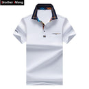 2017 New Men's POLO Shirt Fashion Hit Color Lattice Collar Casual Pure Color Paul Shirt Brand Polo Shirt Men's Clothing-White-XXXL-JadeMoghul Inc.