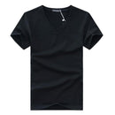 2017 summer Hot selling Men V neck t shirt cotton short sleeve tops high quality Casual Men Slim Fit Classic Brand t shirts-Black-S-JadeMoghul Inc.