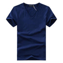 2017 summer Hot selling Men V neck t shirt cotton short sleeve tops high quality Casual Men Slim Fit Classic Brand t shirts-Blue-S-JadeMoghul Inc.