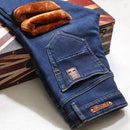 2017 Winter Brand jeans men Fashion warm elasticity jeans high quality Slim male pants trousers jeans for men Plus size 42 44 46-138 Blue-28-JadeMoghul Inc.