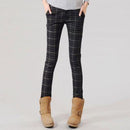 2017 winter OL office work wear femme Plaid pants women warm plus thick with velvet skinny slim pencil pants female trousers-1-S-JadeMoghul Inc.