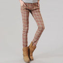 2017 winter OL office work wear femme Plaid pants women warm plus thick with velvet skinny slim pencil pants female trousers-2-S-JadeMoghul Inc.