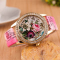 Fashion Palace Style Colorful Flowers Printed Watch