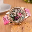 Fashion Palace Style Colorful Flowers Printed Watch