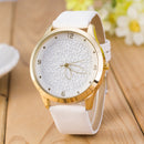 Fashion Lady Hollow Flower Dial PU Band Leisure Watch
