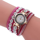 Fashion Lady Multilayer PU Cord Rivet Wrap Watch
