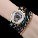Fashion Punk Women Colorful Skull Printed Wrap Watch