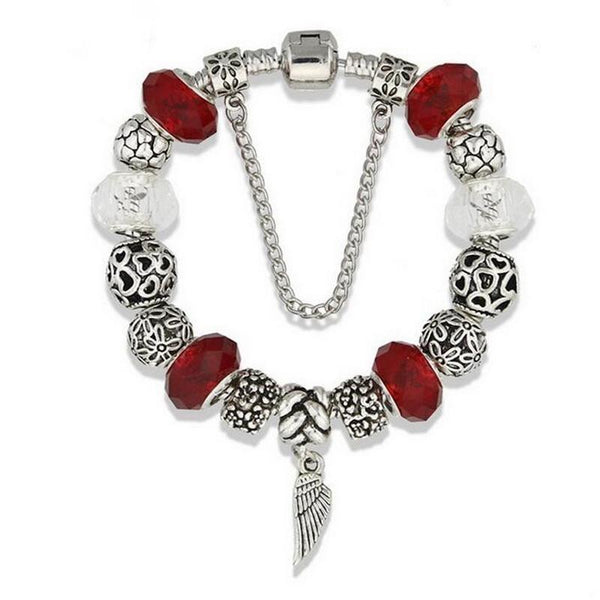 Hot Selling Style Vintage Glass Beads Leaf Charm Bracelet