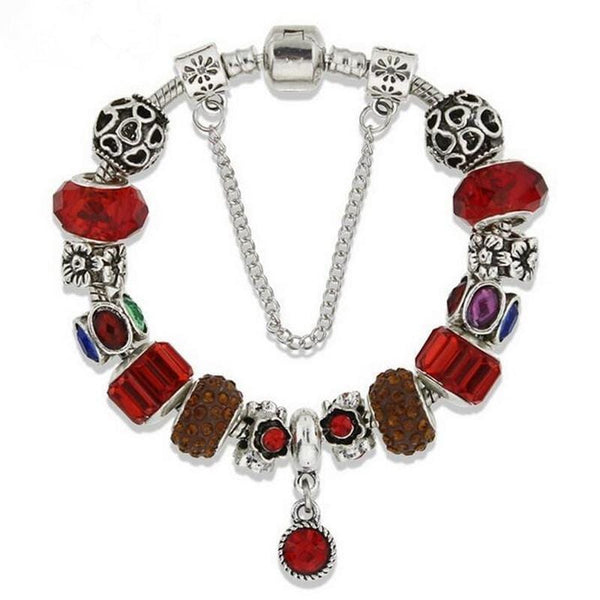 Women Hot Selling Classic Glass Beads Alloy Chain Bracelet