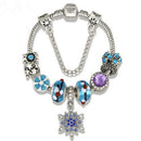 Fashion Women Colorful Enameled Glass Beads Snowflake Charm Bracelet