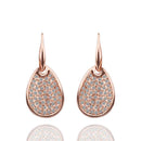Female Rhinestone Decoration Oval Leaf Rose Gold Drop Earrings