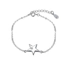 Simple Shiny Diamond Star Pendant Sterling Silver Bracelet