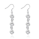 Women Long Stylish Geometry Long Cube Chain Silver Plated Drop Earrings