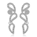 Lady Hollow Water Drop Silver Plated Copper Stud Earrings