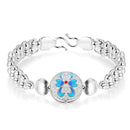 Women Romantic Flower Pattern Spheres Chain Silver Plated Copper Bracelet