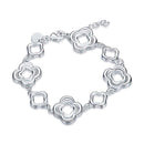 Girl Lovely Hollow Flower Shape Silver Plated Copper Bracelet