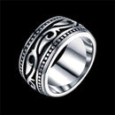 Man Simple Vintage Vine Pattern Engraving Circle Stainless Steel Ring