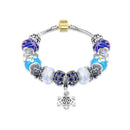 Fashion Snowflake Pendant Hollow Heart Shape Beads Glass Bracelet