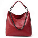 2017Chain Bucket Women Bag New Fashion PU Leather Women Shoulder Bag Big Luxury Brand Ladies Hand bags Large Tote Bag Sac A Main-Red-China-33cm-JadeMoghul Inc.