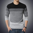 2018 Autumn Casual Men's Sweater O-Neck Striped Slim Fit Knittwear Mens Sweaters Pullovers Pullover Men Pull Homme M-5XL-Blue-XL-JadeMoghul Inc.