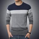 2018 Autumn Casual Men's Sweater O-Neck Striped Slim Fit Knittwear Mens Sweaters Pullovers Pullover Men Pull Homme M-5XL-Navy-XL-JadeMoghul Inc.