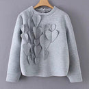 2018 Autumn Winter Women Cotton Gray Sweatshirts Female Heart Deisgn Fashion Pullover Jacket Womens Long Sleeve Tops Clothes JadeMoghul Inc.
