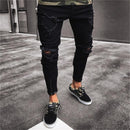 2018 Men Stylish Ripped Jeans Pants Biker Skinny Slim Straight Frayed Denim Trousers New Fashion skinny jeans men Clothes-1865-S-JadeMoghul Inc.