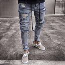 2018 Men Stylish Ripped Jeans Pants Biker Skinny Slim Straight Frayed Denim Trousers New Fashion skinny jeans men Clothes-1865-S-JadeMoghul Inc.