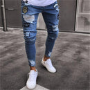2018 Men Stylish Ripped Jeans Pants Biker Skinny Slim Straight Frayed Denim Trousers New Fashion skinny jeans men Clothes-1890-S-JadeMoghul Inc.