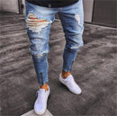 2018 Men Stylish Ripped Jeans Pants Biker Skinny Slim Straight Frayed Denim Trousers New Fashion skinny jeans men Clothes-1891-S-JadeMoghul Inc.